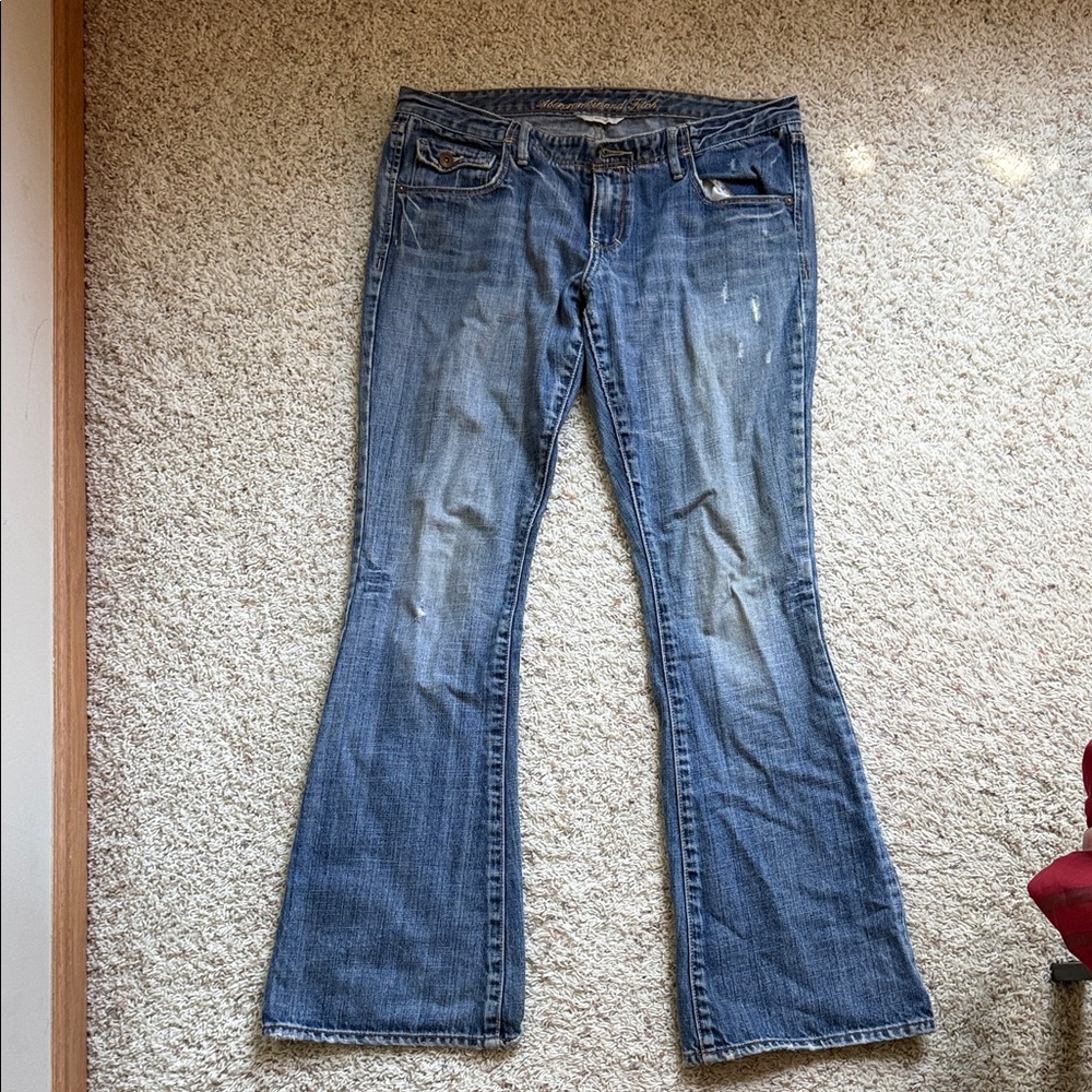 Abercrombie & Fitch Distressed Blue Flare Jeans